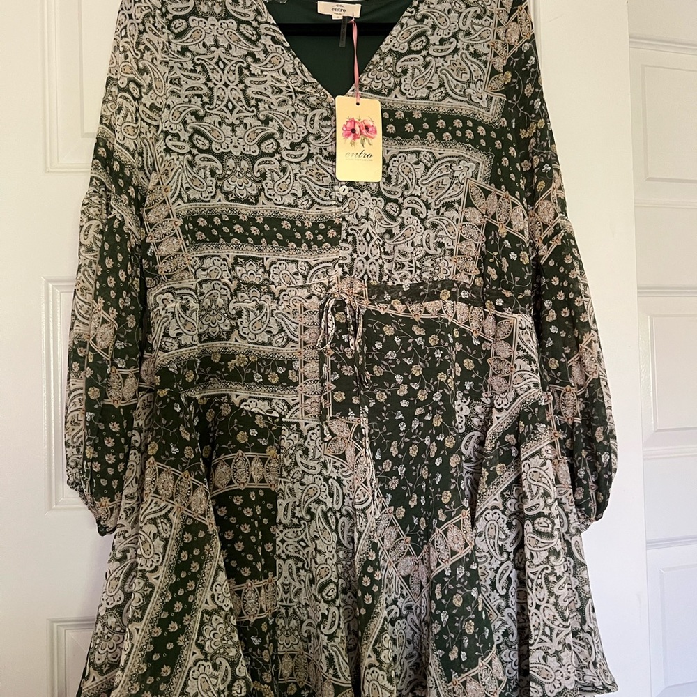 Entro women’s size small paisley and floral print mini dress - Picture 4 of 4
